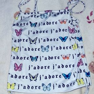 Forever 21 tank top butterfly drawstring top